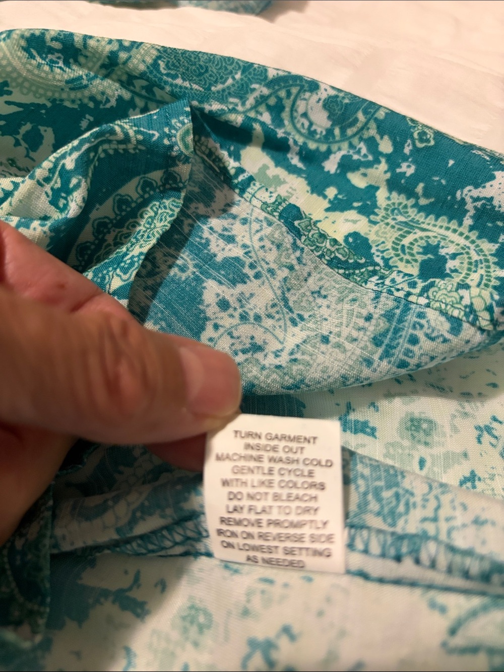 Paisley V-Neck Roll-Sleeve Tunic in Teal - Picture 10 of 10